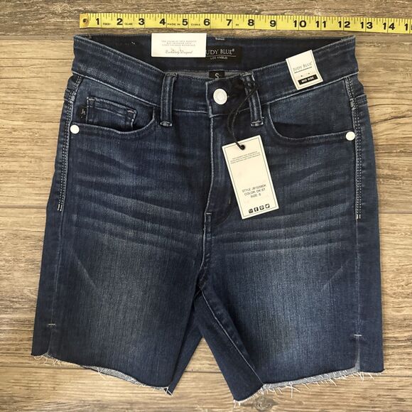 New JUDY BLUE S Mid Rise Mid Length Cut Off Shorts Women - Picture 6 of 12